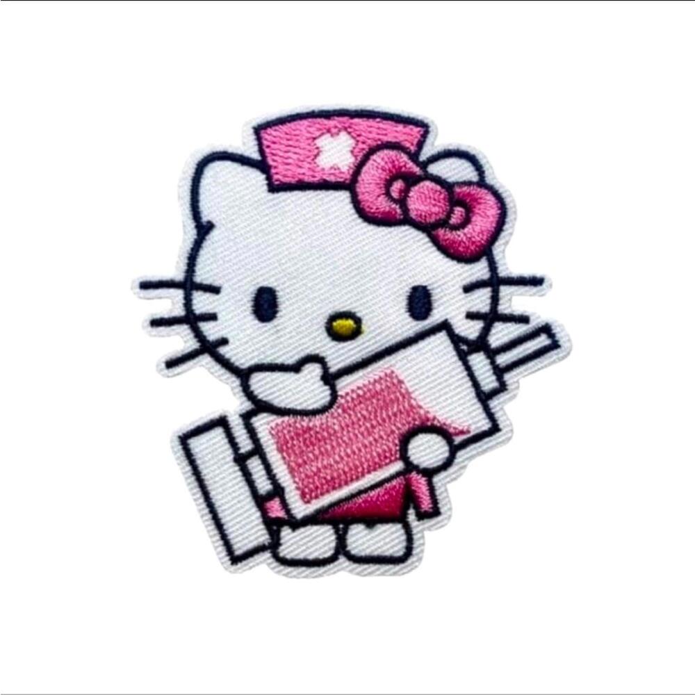 Iron On Patch - Hello Kitty Nurse Doctor RN MD NP LVN CNA Medical, 2.5”